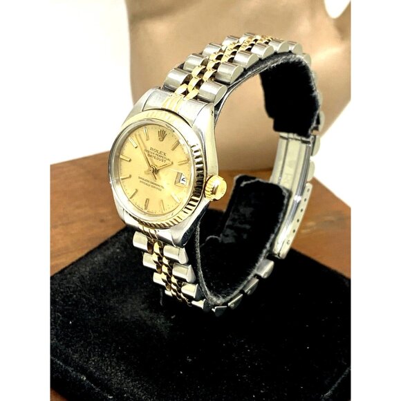 Rolex Datejust Women's Watch 6917 Vintage Swiss Automatic Steel 18k Gold 26mm - Picture 2 of 13